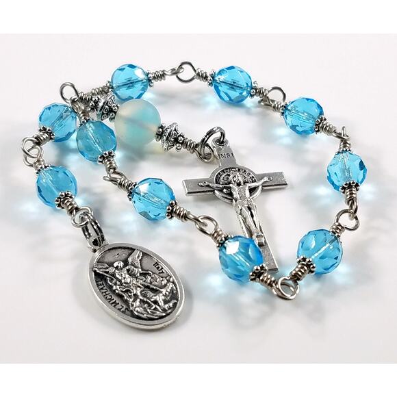 One Decade Rosary, Police Rosary, Handmade Saint Michael Pocket Rosary - Picture 7 of 10